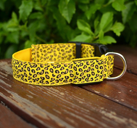 LED Hundhalsband – Justerbart & Säkert med Leopardmönster