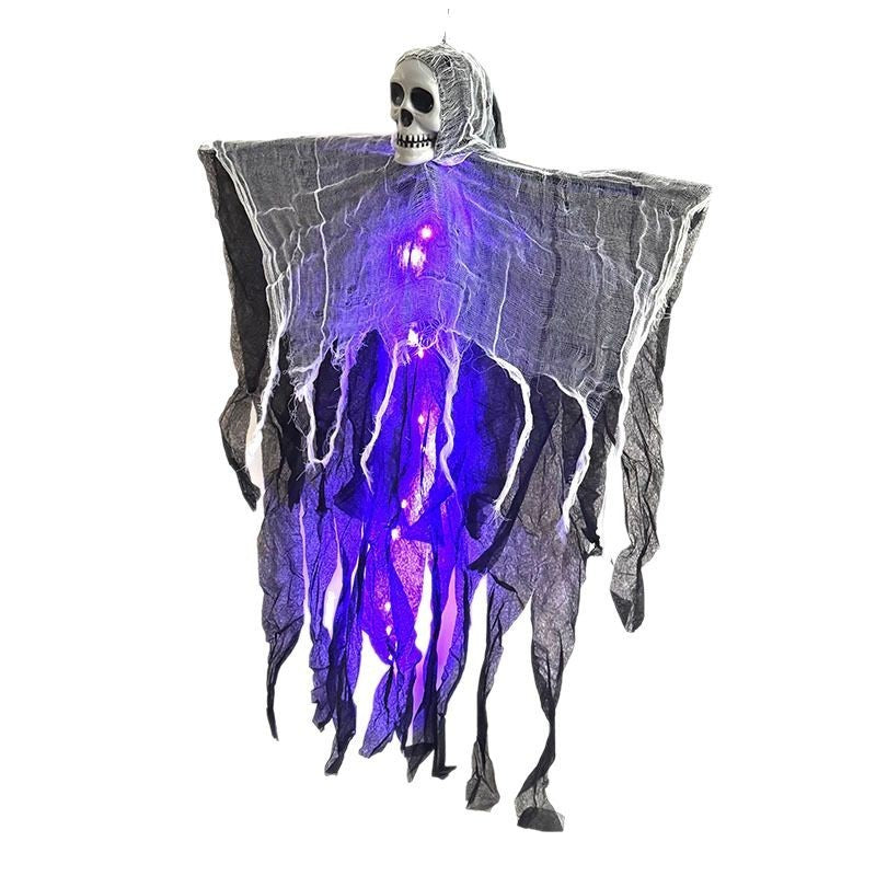 Halloween Dekorationer – Skräckinjagande Hängande Spöke med Dödskalle & Skelettrekvisita
