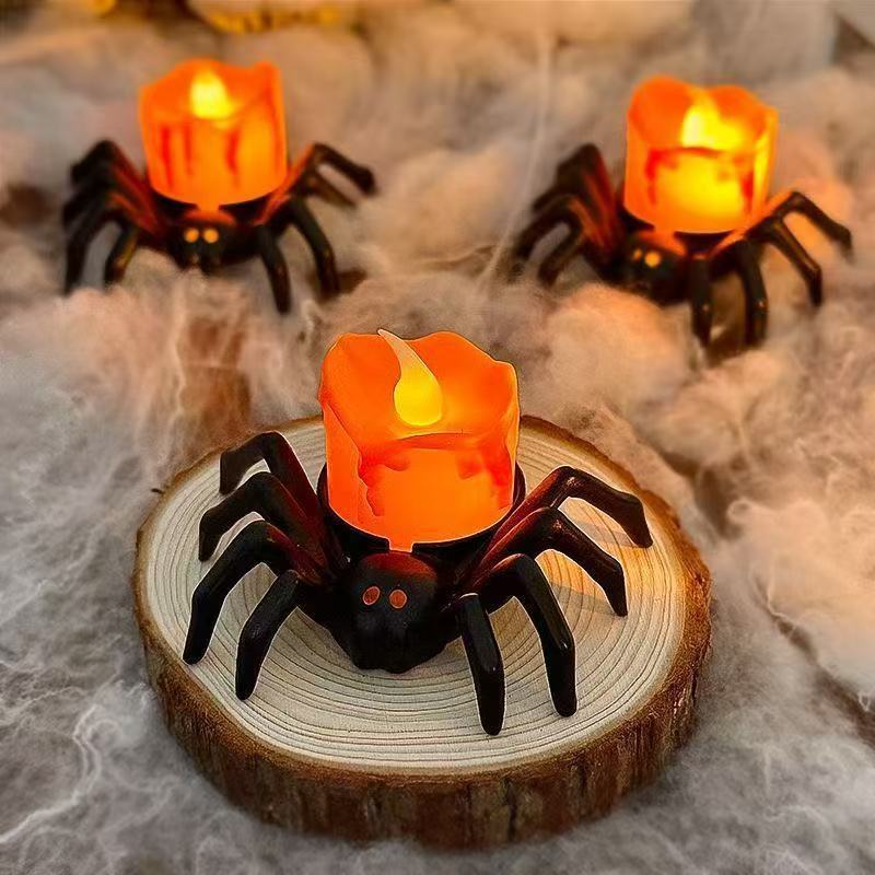 Halloween Pumpa- och Spindelljusstake – Dekorationsrekvisita