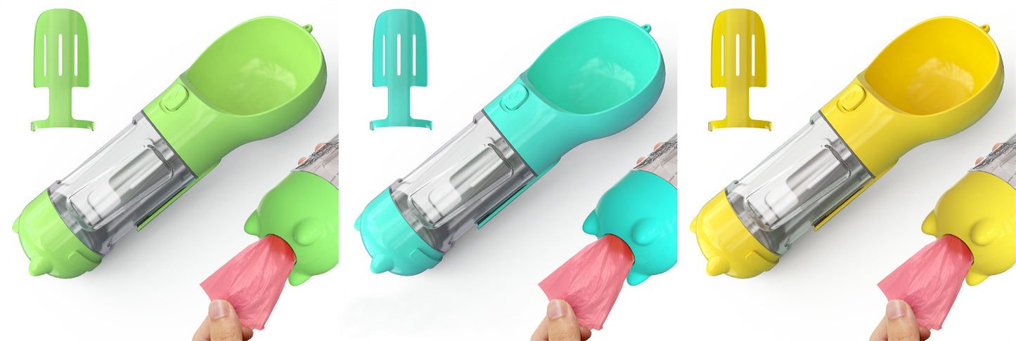3-in-1 Pet Water Bottle – Bowl, Water Bottle & Bag Holder for Travel and Outdoor Use