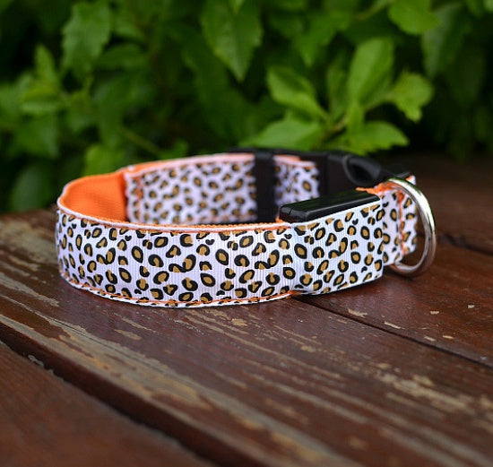 LED Hundhalsband – Justerbart & Säkert med Leopardmönster