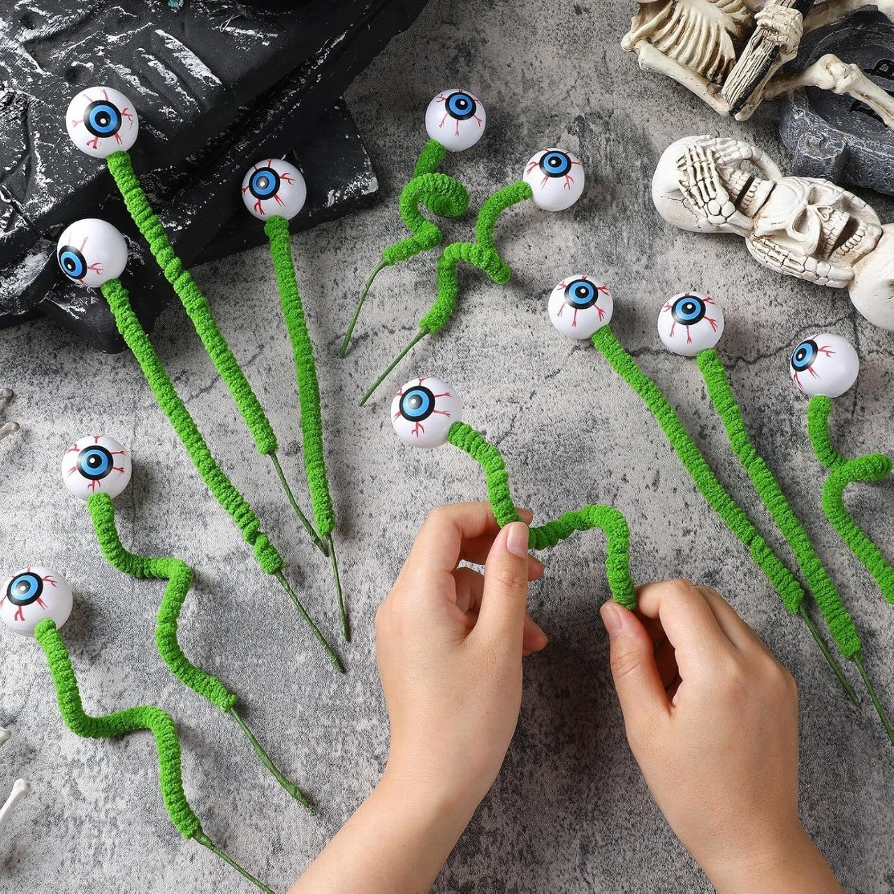 Halloween Tredimensionell Ögonpärlor Kvistbukett – Kreativ och Rolig Dekoration