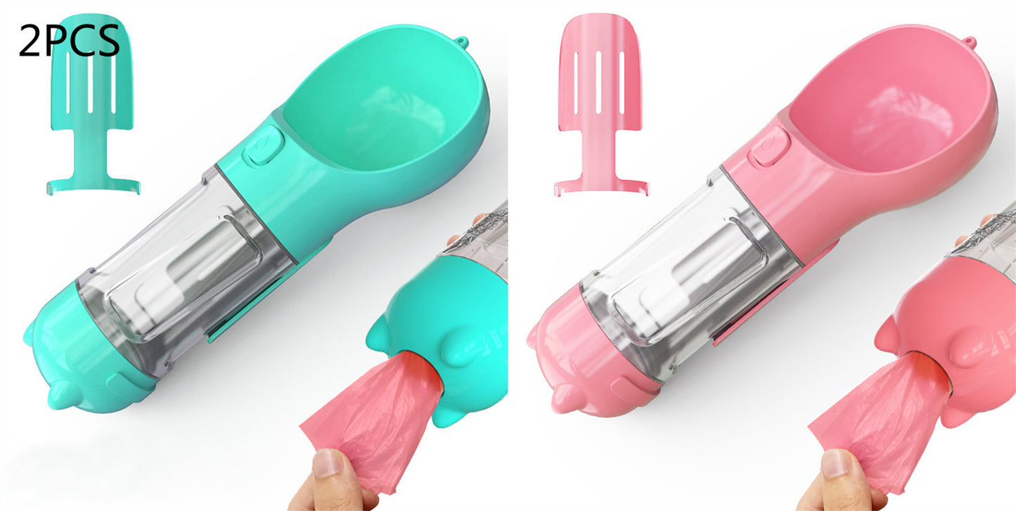 3-in-1 Pet Water Bottle – Bowl, Water Bottle & Bag Holder for Travel and Outdoor Use