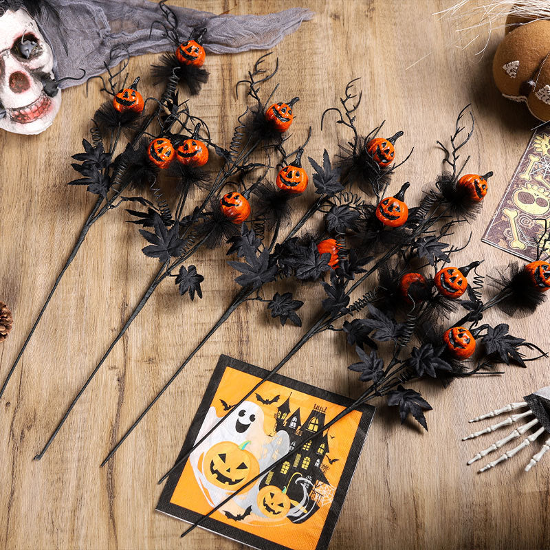 Halloween Dekoration – Svart Skräck Pumpa & Kvistbukett