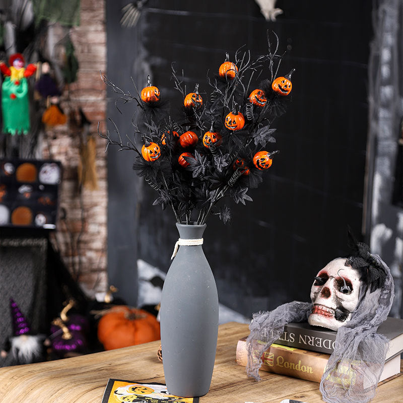 Halloween Dekoration – Svart Skräck Pumpa & Kvistbukett