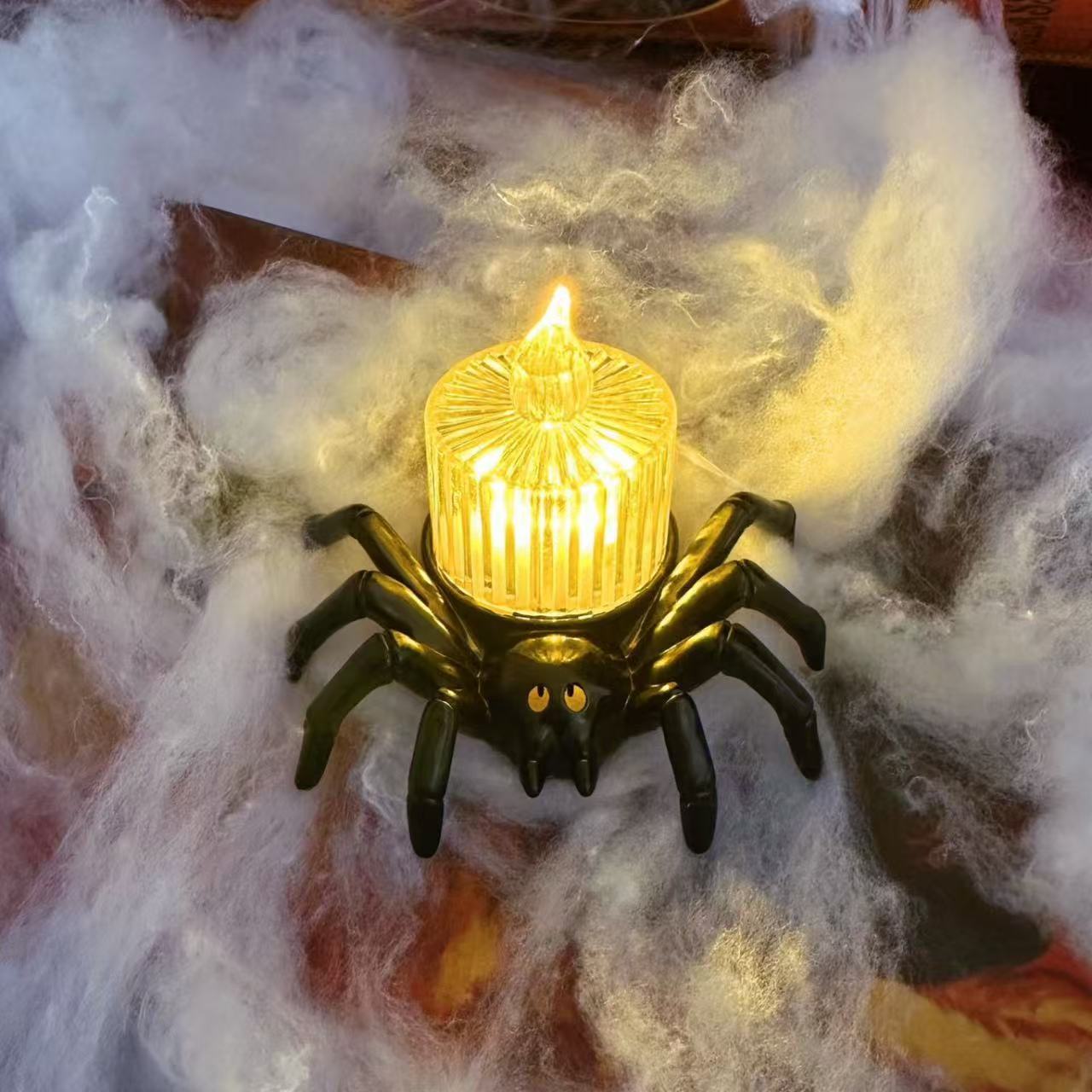 Halloween Pumpa- och Spindelljusstake – Dekorationsrekvisita
