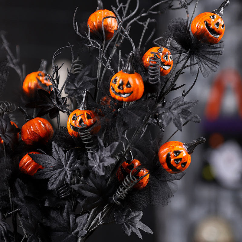 Halloween Dekoration – Svart Skräck Pumpa & Kvistbukett