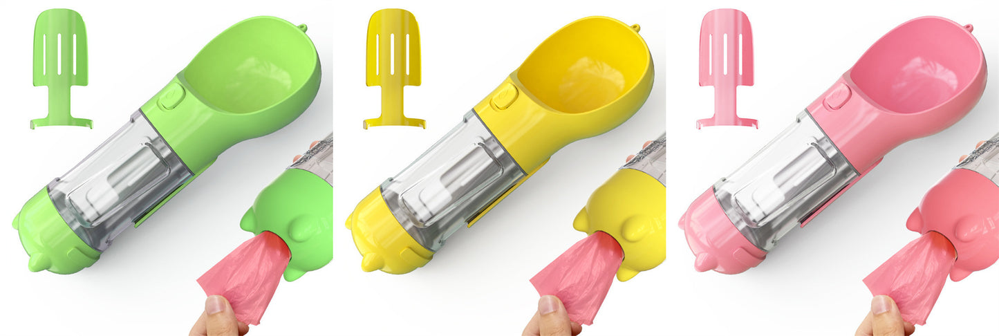 3-in-1 Pet Water Bottle – Bowl, Water Bottle & Bag Holder for Travel and Outdoor Use