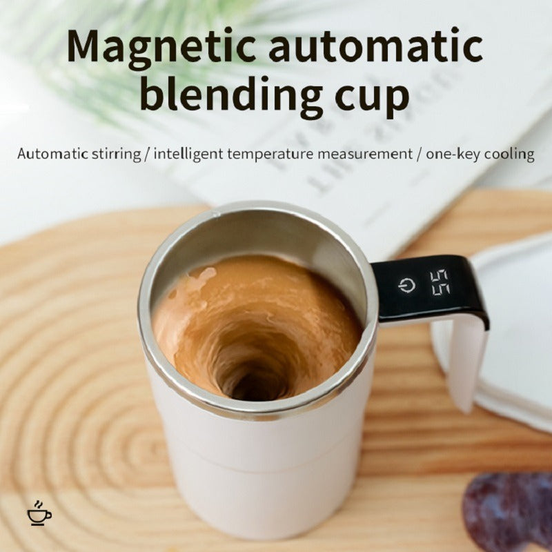 Automatisk Kaffemugg med Omrörare – Självrörande i Rostfritt Stål, med Lock & LED Temperaturdisplay