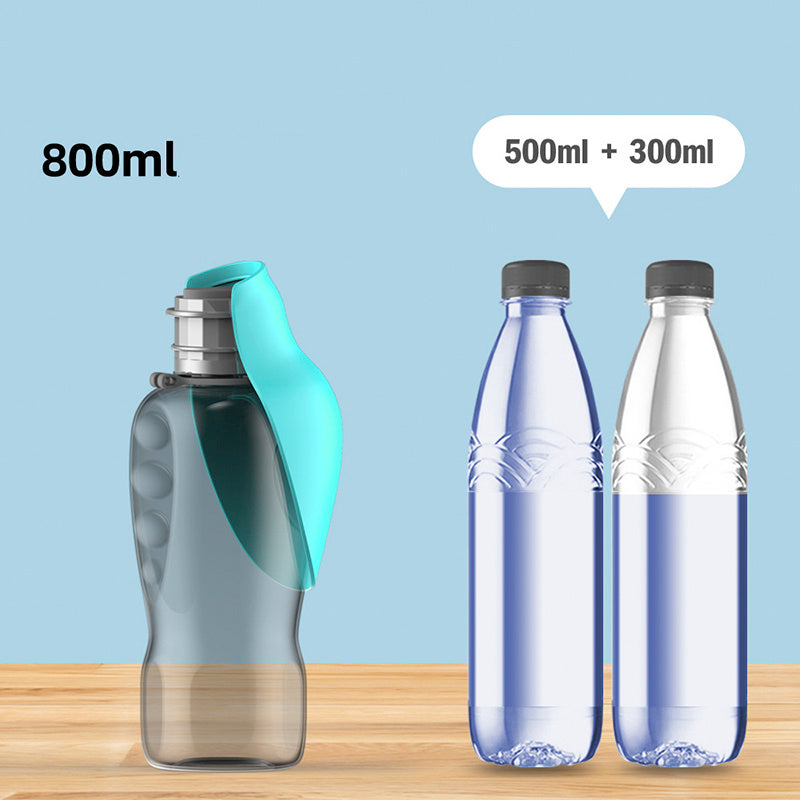 Hundvattenflaska 800 ml – Portabel & Läcksäker med Vikbar Skål