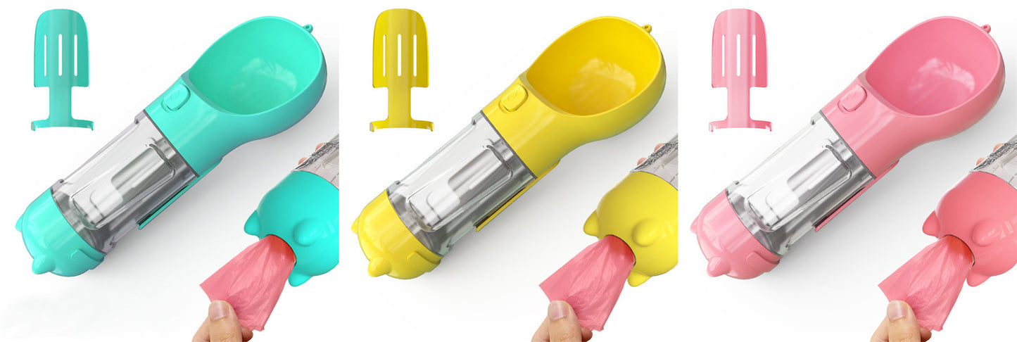 3-in-1 Pet Water Bottle – Bowl, Water Bottle & Bag Holder for Travel and Outdoor Use