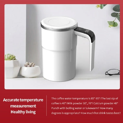 Automatisk Kaffemugg med Omrörare – Självrörande i Rostfritt Stål, med Lock & LED Temperaturdisplay