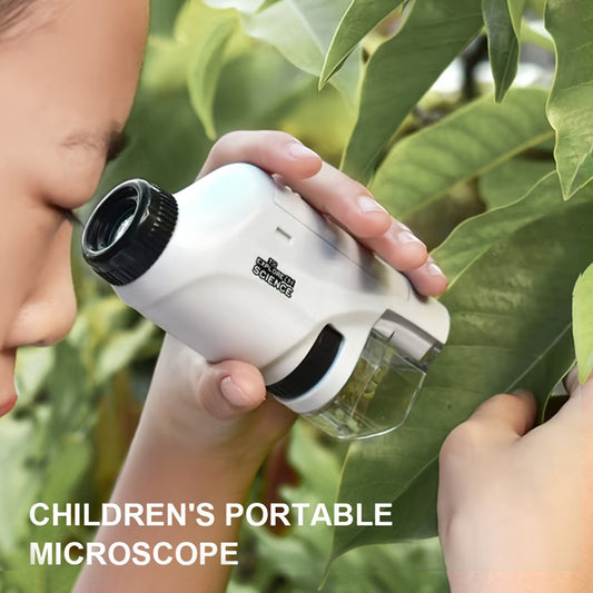 Fickmikroskop för Barn – Portabel Mini-Mikroskopleksak med LED-ljus (60x–120x)