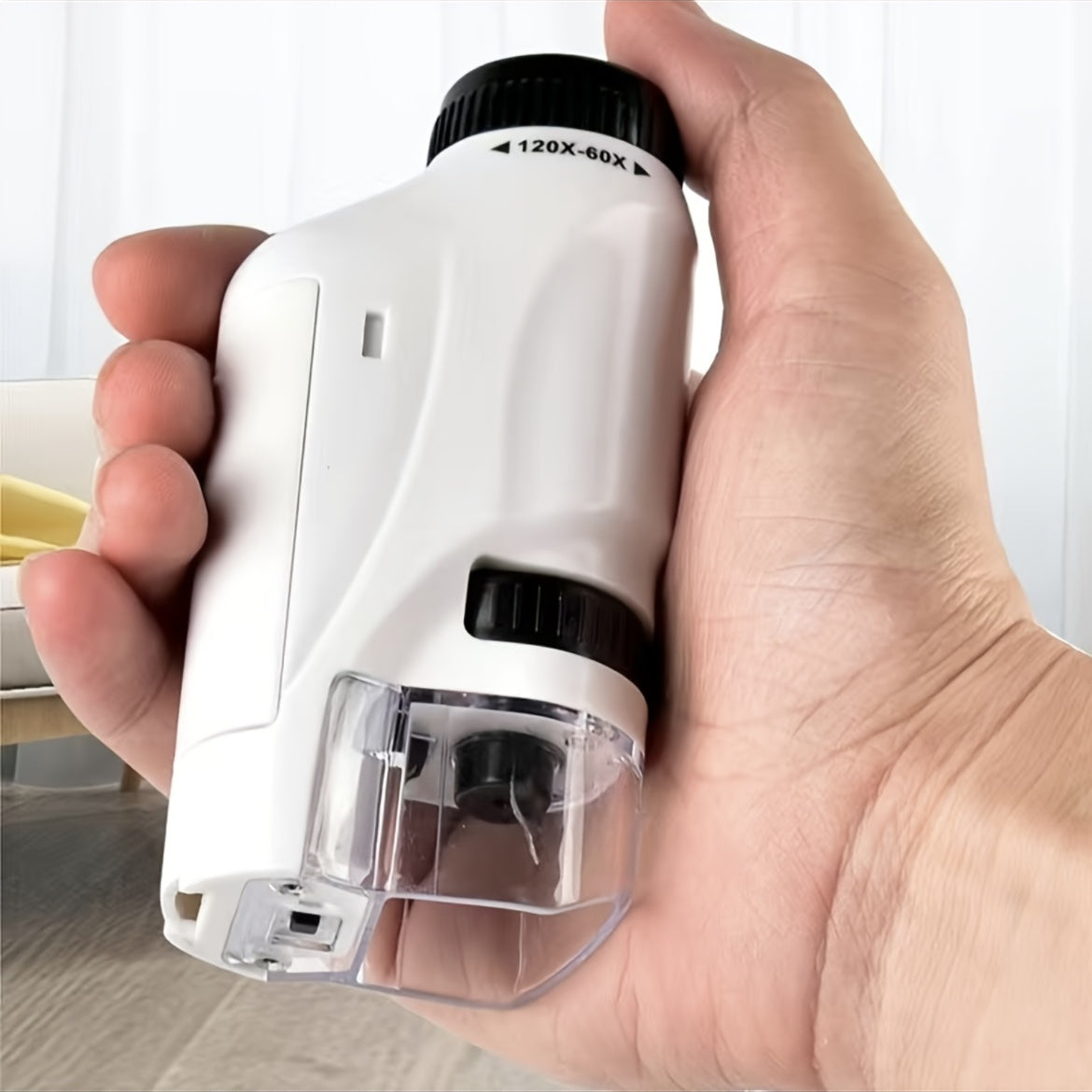 Fickmikroskop för Barn – Portabel Mini-Mikroskopleksak med LED-ljus (60x–120x)