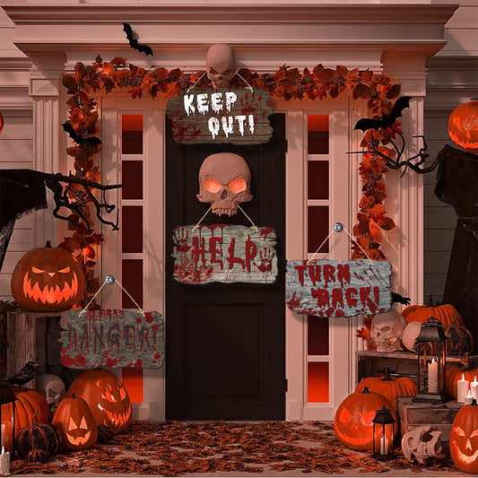 Imitation Trädörrskylt – Spökfestival / Haunted House – Skräckstämningsdekoration