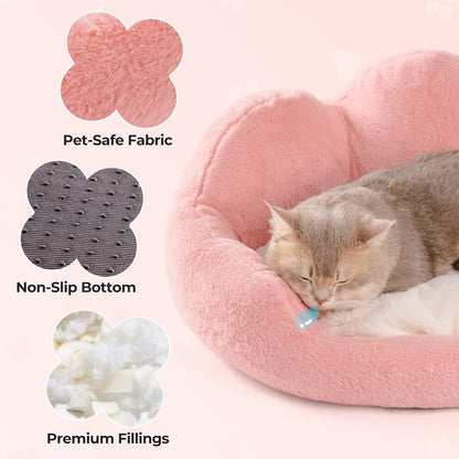 Fluffig Kattsäng 58 cm – Rosa, Halkfri & Tvättbar