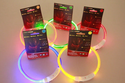Reflekterande LED-halsband för nattpromenader