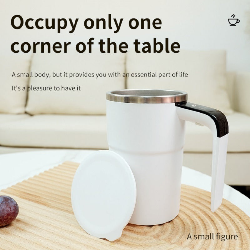 Automatisk Kaffemugg med Omrörare – Självrörande i Rostfritt Stål, med Lock & LED Temperaturdisplay