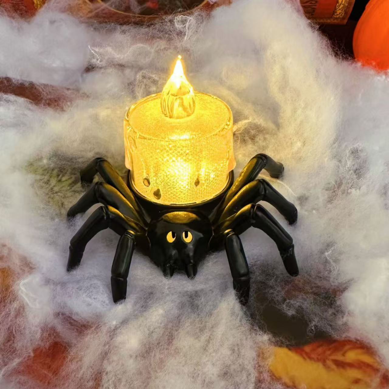 Halloween Pumpa- och Spindelljusstake – Dekorationsrekvisita