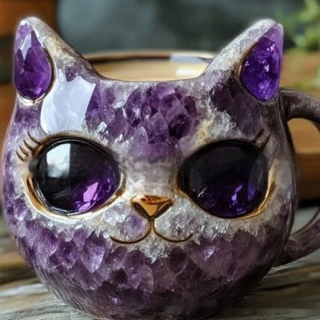 Mugg – Kristallkatt i Resin