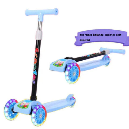 Barnsparkcykel med Tre Hjul – Justerbar med LED-ljus
