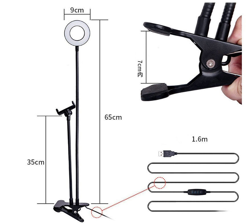 LED Selfie Ring Light – Adjustable Makeup Light with 8 cm Tripod