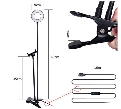 LED Selfie Ring Light – Adjustable Makeup Light with 8 cm Tripod