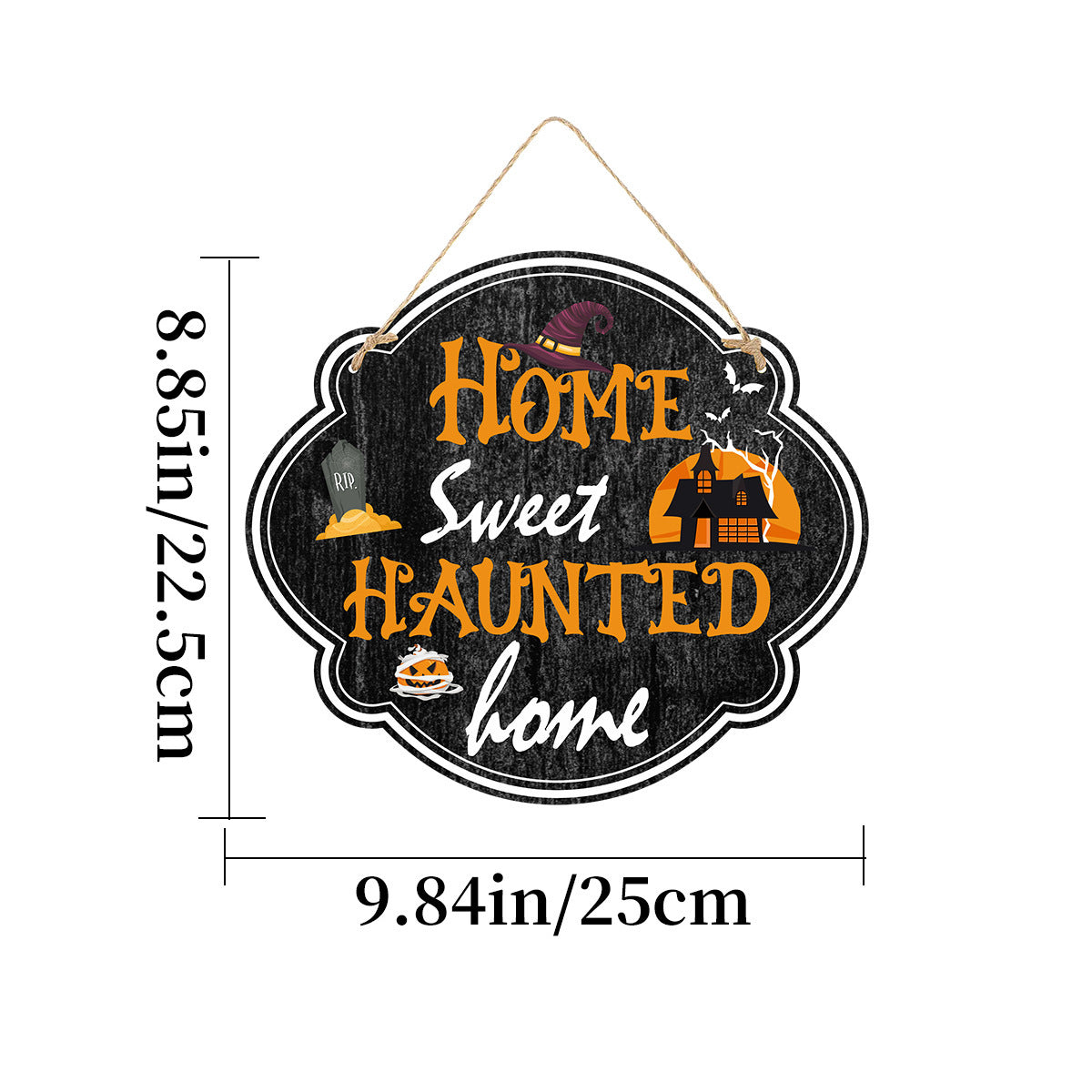 Imitation Trädörrskylt – Spökfestival / Haunted House – Skräckstämningsdekoration