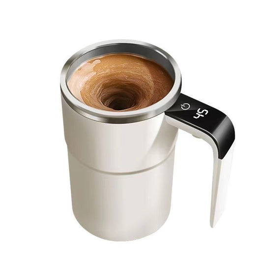 Automatisk Kaffemugg med Omrörare – Självrörande i Rostfritt Stål, med Lock & LED Temperaturdisplay