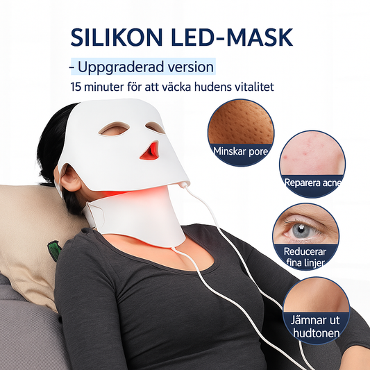 LED Ansiktsmask i Silikon – 7 Färger för Hudföryngring & Acnebehandling