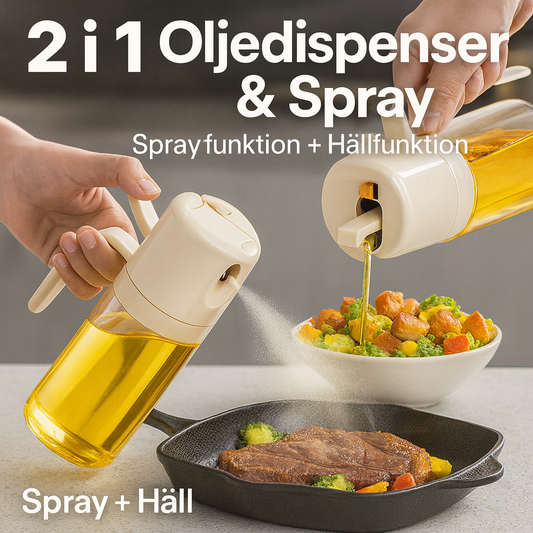 2-i-1 Oljespray & Dispenser – För Matlagning, Grill & Bakning