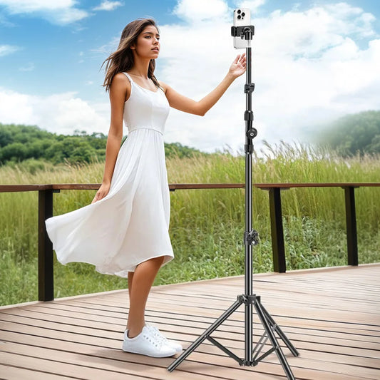 Phone Tripod Adjustable Horizontal Overhead Tripod Cell Phone Tripod Stand for Video Recording