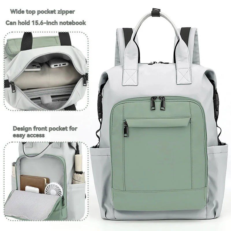 Ladies' laptop backpack, 15.6-inch waterproof laptop backpack wallet lunch bag, university backpack for school, business, teache