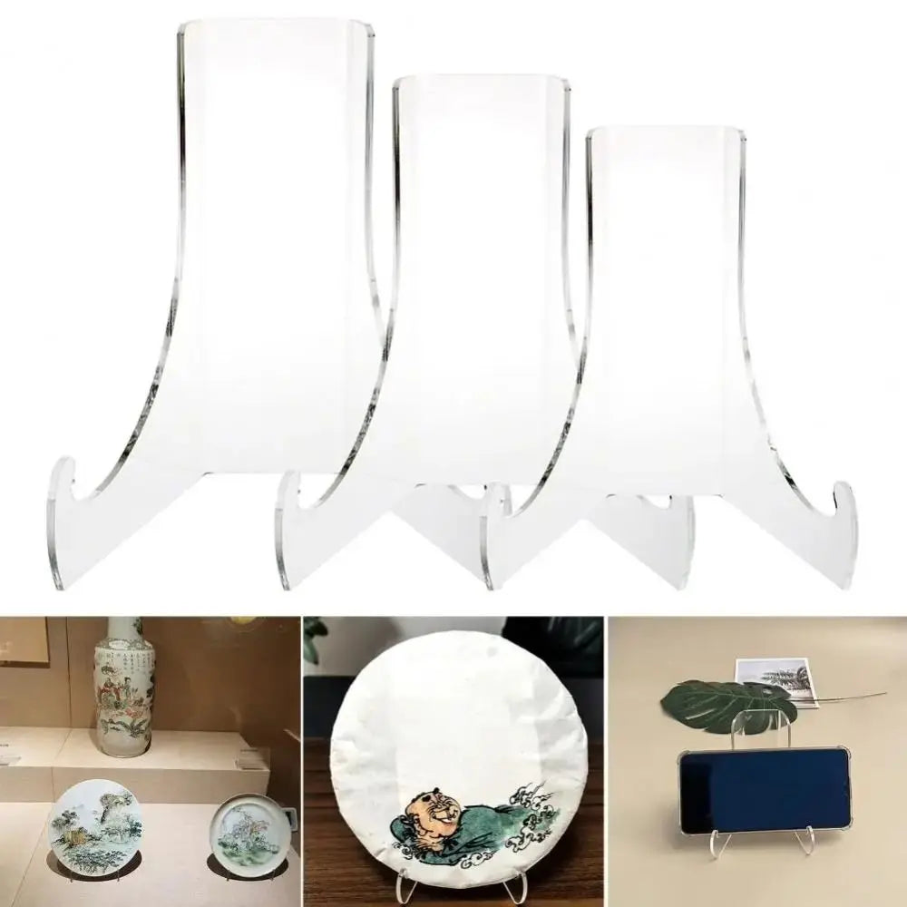 Tablet Holder Acrylic Flat Plate Stand Clear Back Display Easel Stand 60-Degree Angle Elegant Book Stand Table Card
