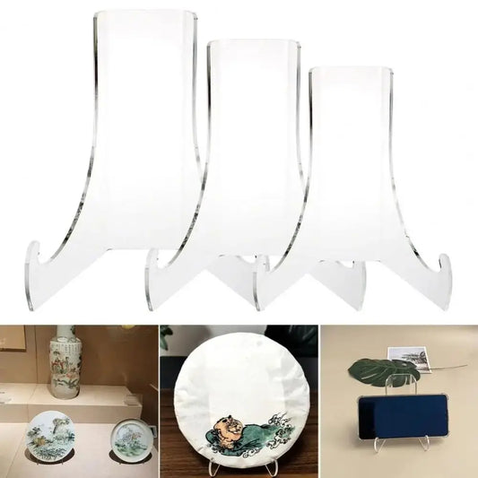 Tablet Holder Acrylic Flat Plate Stand Clear Back Display Easel Stand 60-Degree Angle Elegant Book Stand Table Card