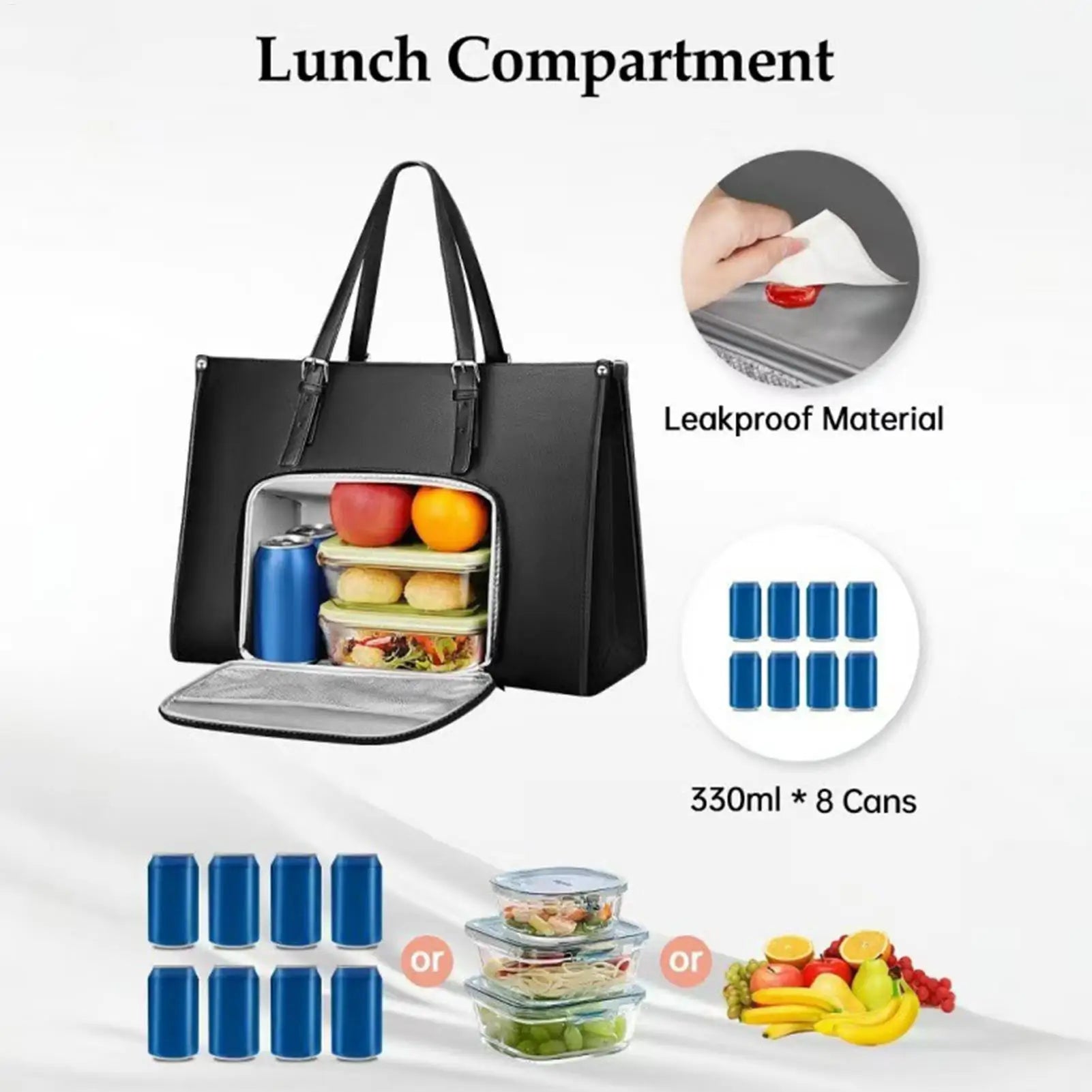 Laptopväska med Isolerat Lunchfack – Datorväska för Arbete och Skola