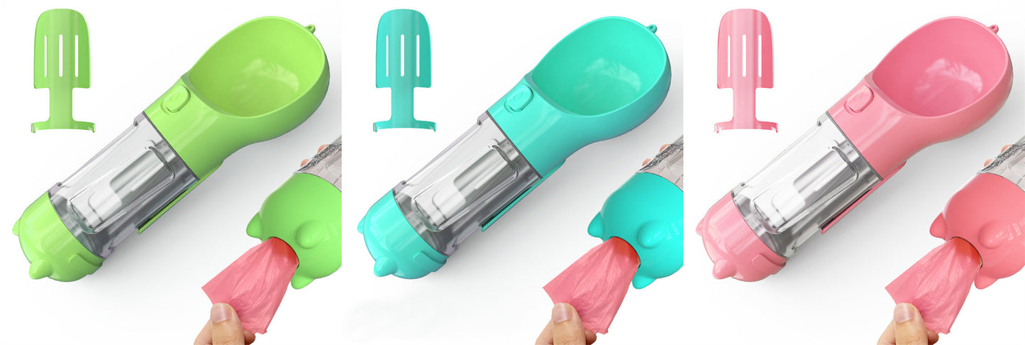 3-in-1 Pet Water Bottle – Bowl, Water Bottle &amp; Bag Holder for Travel and Outdoor Use