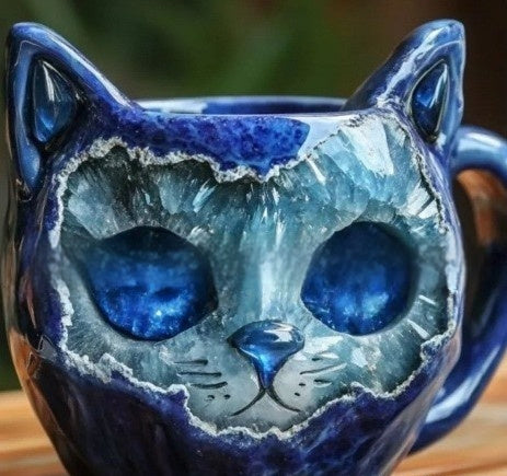 Mugg – Kristallkatt i Resin