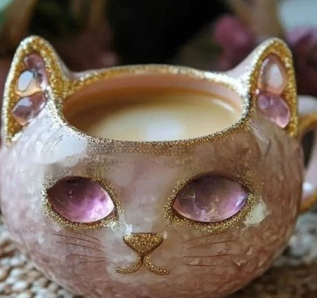 Mugg – Kristallkatt i Resin