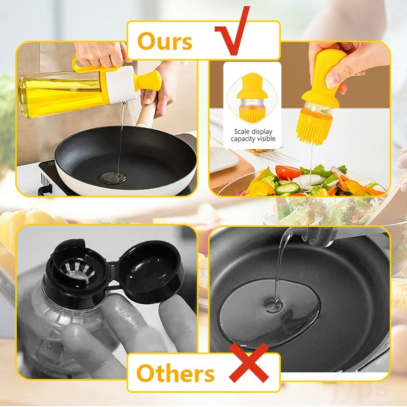 Oil Bottle with Brush – 2-in-1 for Grill &amp; Kitchen